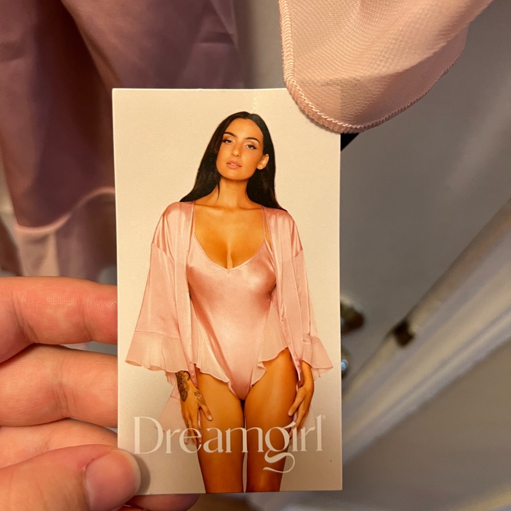 Elegant Pink Satin Robe with bodysuit - Picture 5 of 6